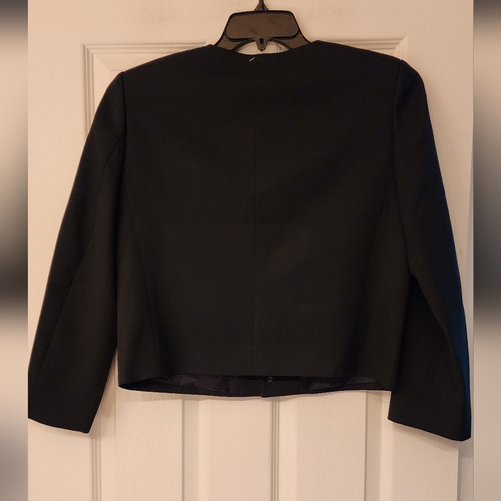 FRAME Button Front Cropped Wool Blend Jacket In Navy Size Small - Picture 6 of 16